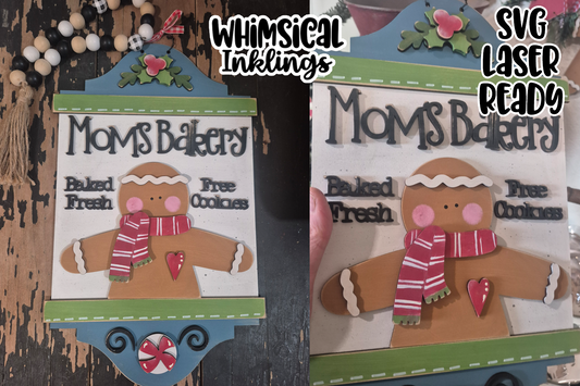 Moms Bakery Gingerbread Sign Laser SVG