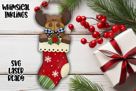 Moose Stocking Ornament Laser SVG