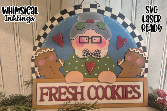 Mrs. Claus Fresh Cookies Sign Laser SVG
