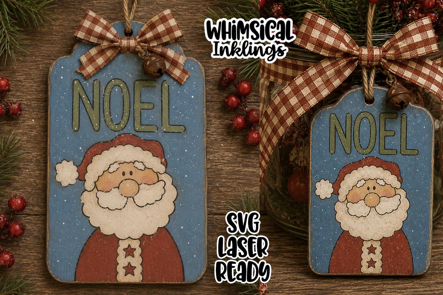 Noel Santa Tag Lasser SVG| Christmas SVG