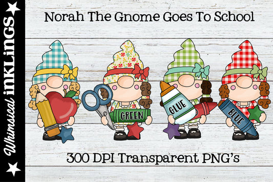 Norah The Gnome Goes To School Sublimation Clipart | Home & Family |