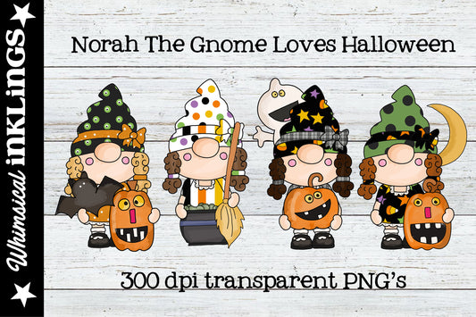 Norah The Gnome Loves Halloween Sublimation Clipart | All Things Fall |