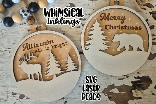 Northwoods Christmas Ornaments TWO Laser SVG