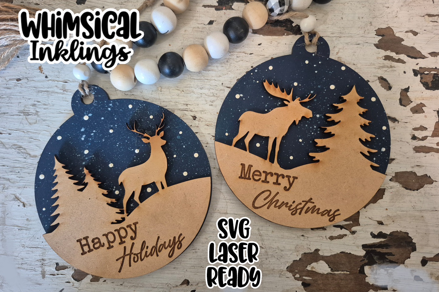 Northwoods Christmas Ornaments Laser SVG