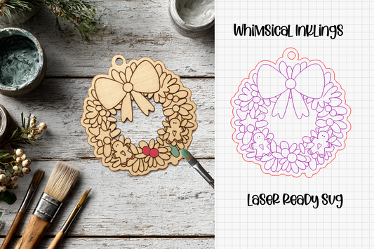 Paint Me Christmas Wreath Laser SVG