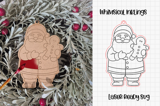 Paint Me Gingerbread Santa Ornament Laser SVG