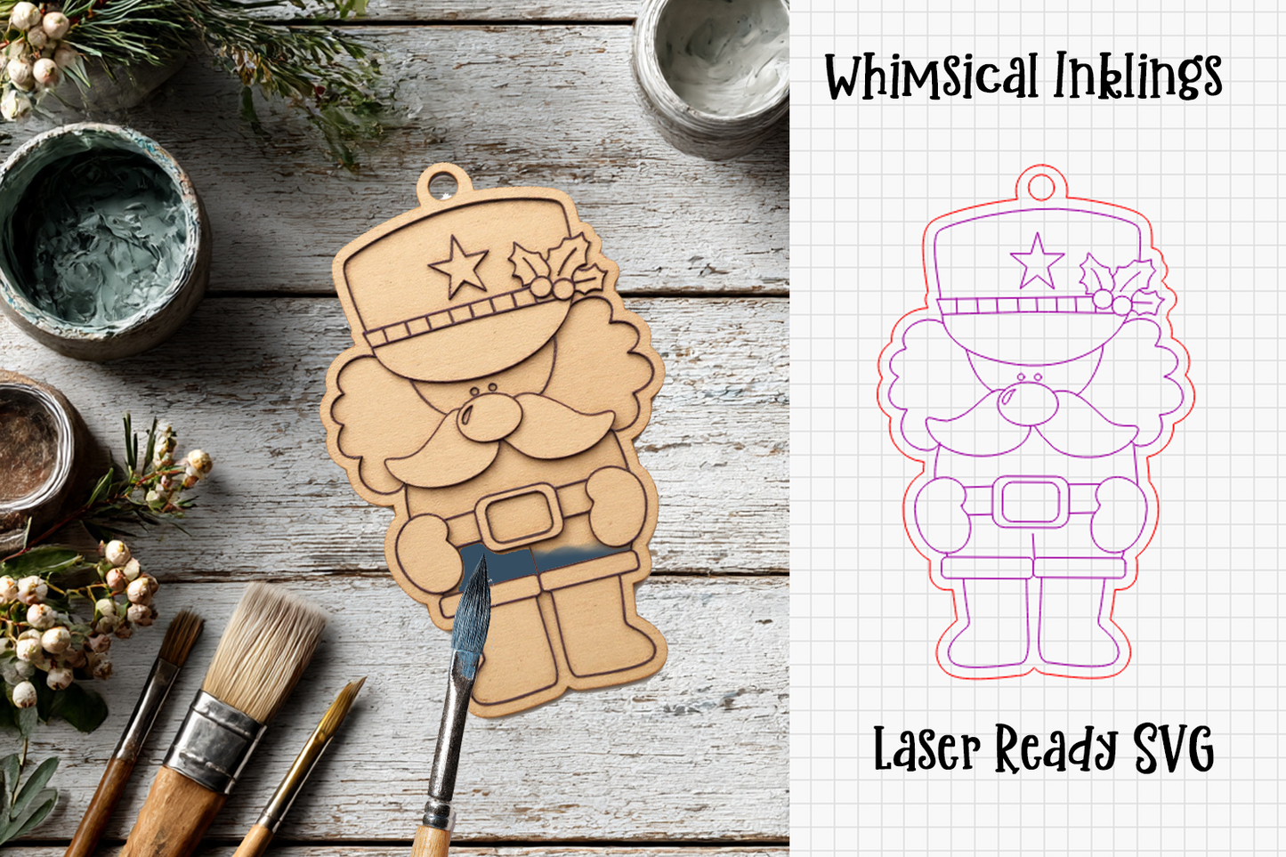 Paint Me Little Nutcracker Ornament Laser SVG