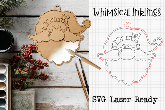 Paint Me Santa Face Ornament Laser SVG