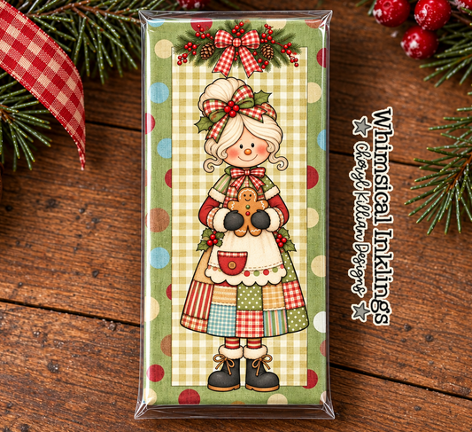 Patchwork Mrs. Claus Candy Bar Wrapper