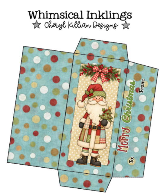 Patchwork Santa Candy bar Wrapper