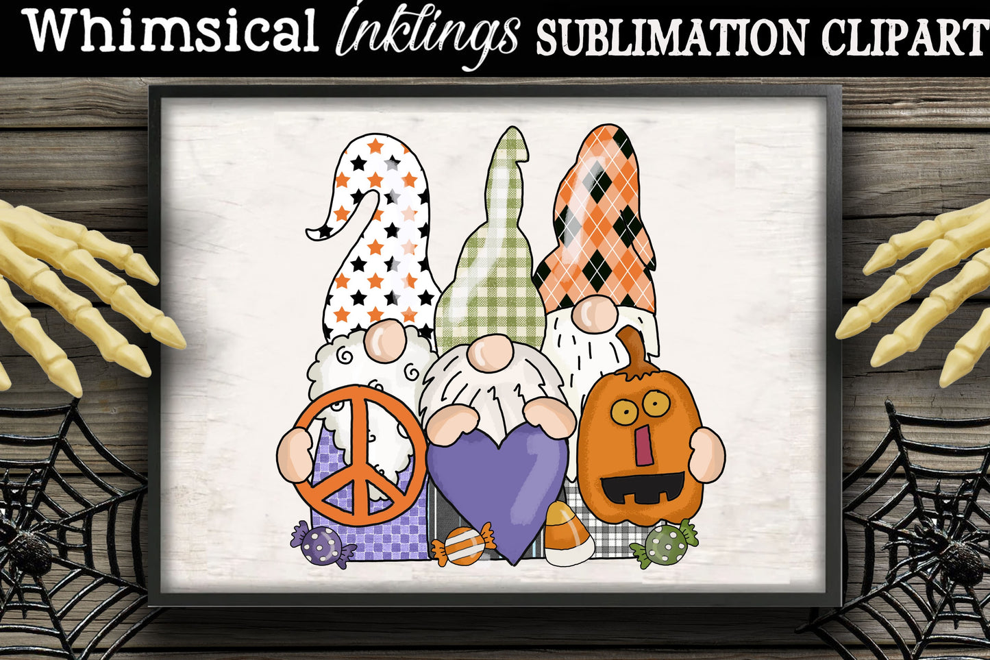 Peace Love Halloween Gnomes Sublimation