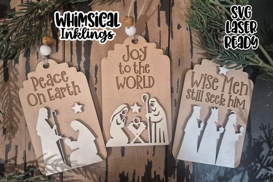 Peace On Earth Nativity Tags Laser SVG