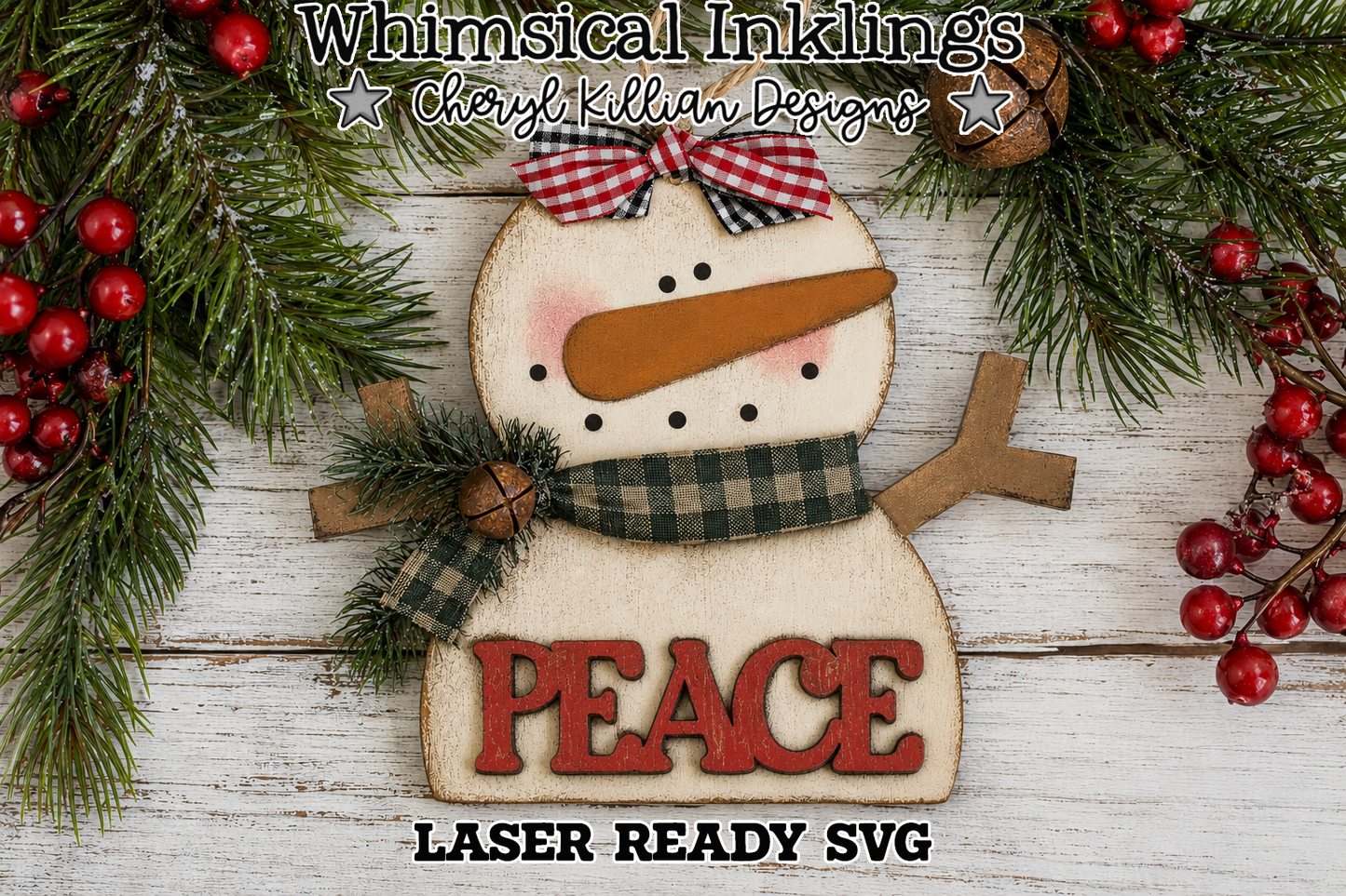 Peace Snowman Ornament Laser SVG