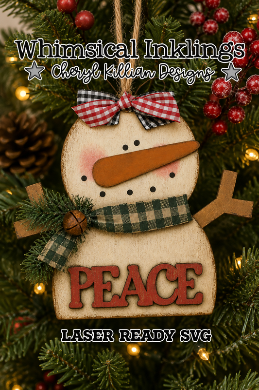 Peace Snowman Ornament Laser SVG