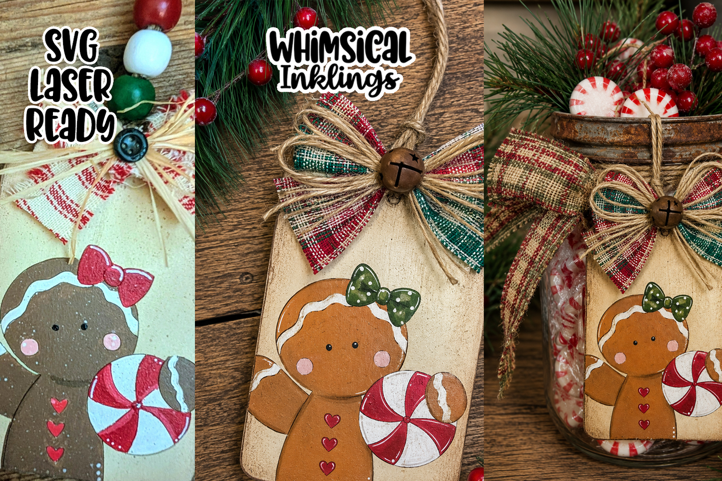 peppermint Gingerbread Tag Laser SVGH| Christmas Laser SVG