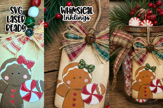 peppermint Gingerbread Tag Laser SVGH| Christmas Laser SVG