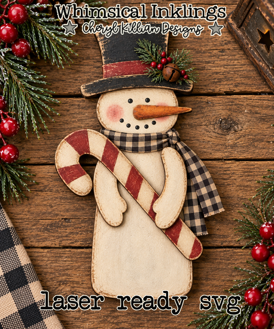 Peppermint Pete Snowman ornament Laser SVG| Christmas Laser SVG