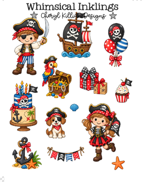 Pirate Birthday Sticker Pack| Birthday Stickers