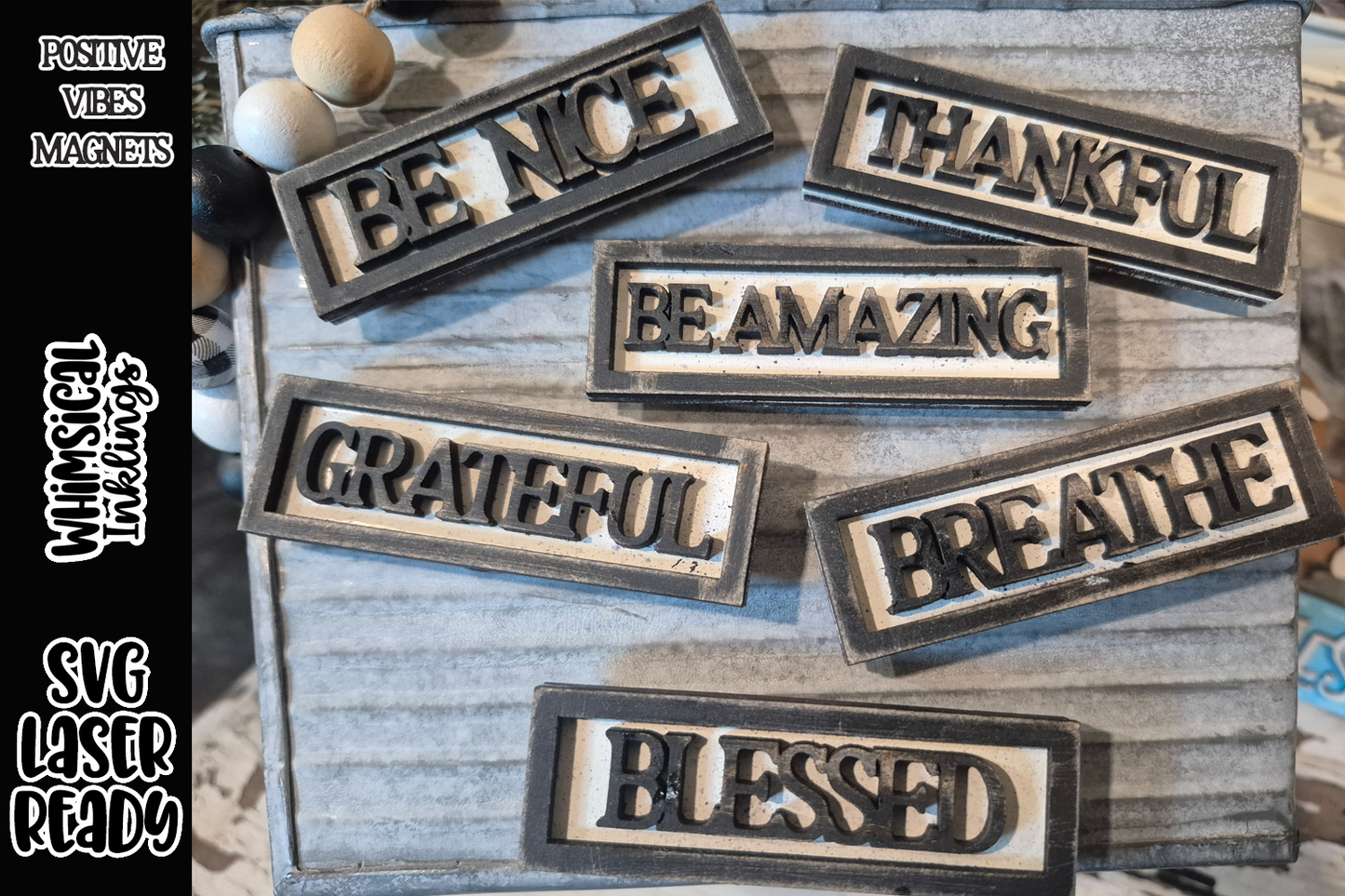 Positive VIbes Magnet Set Laser SVG| EXCLUSIVE