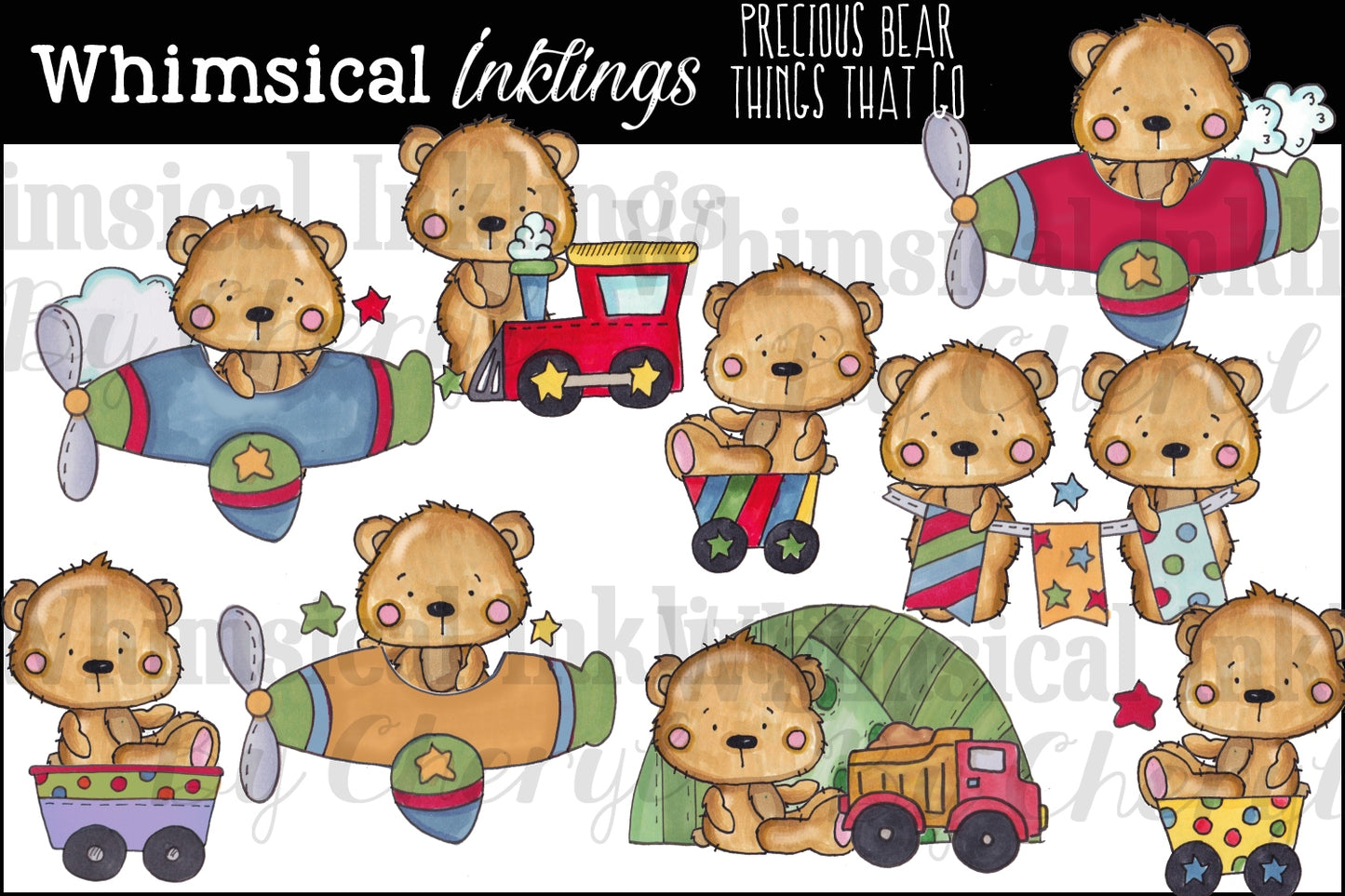 Precious Bears Clipart Bundle| Bear Sublimation Bundle|