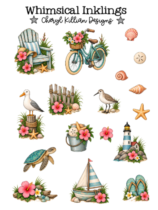 Pretty Beach Sticker pack| Beach Stickers