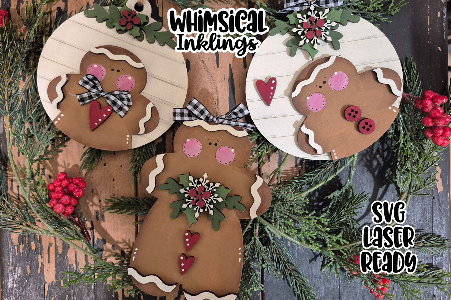 Happy Holidays Ornament Trio Laser SVG