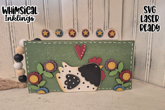 Pretty Prim Chicken Box Laser SVG