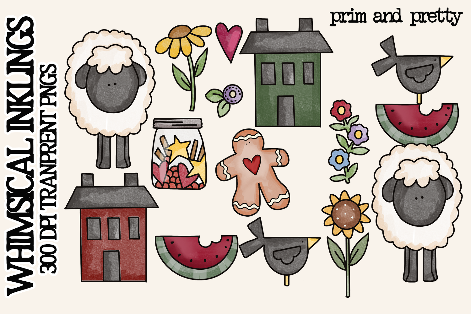 Prim and Pretty Clipart Set – Whimsical Inklings