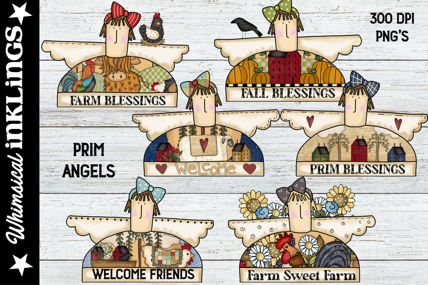 Prim Angels Sublimation Clipart