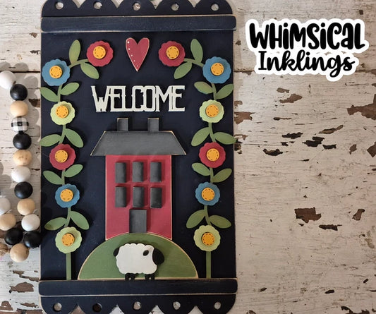 Prim Floral Welcome Sign DIY Wood Kit