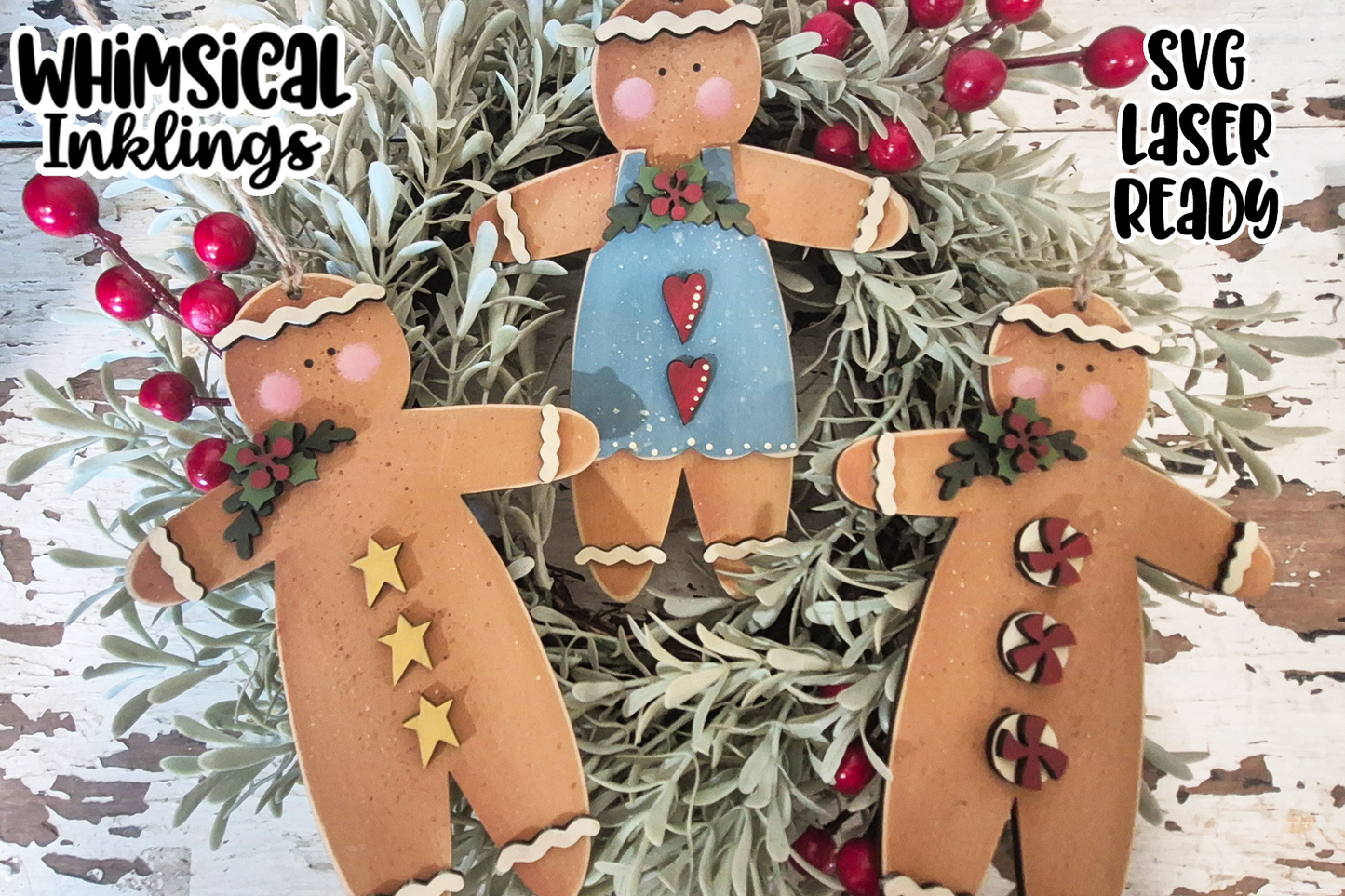 Prim Ginger Ornament Trio Laser SVG