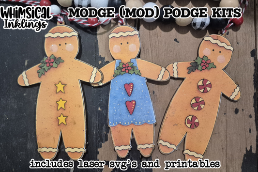 Prim Ginger ornaments SVG's and matching Modge Podge Printables