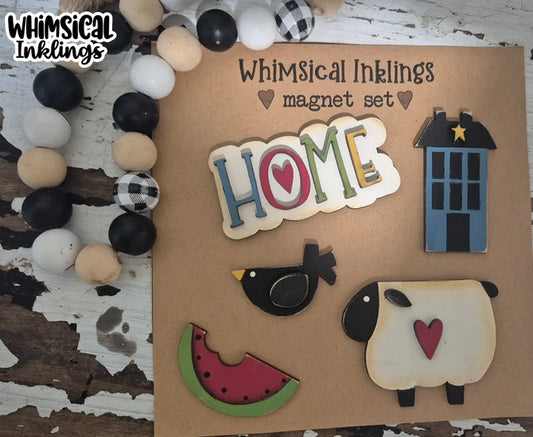 Prim Home Magnet Set DIY Wood Kit