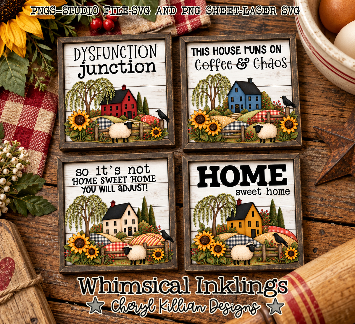 Prim Home Magnet Set Laser SVG and Mod Podge Printables| Laser SVG