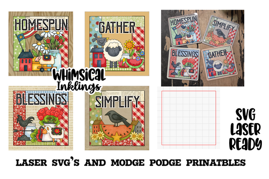 Prim Pretty magnets SVG and Modge Podge Printables| Laser SVG