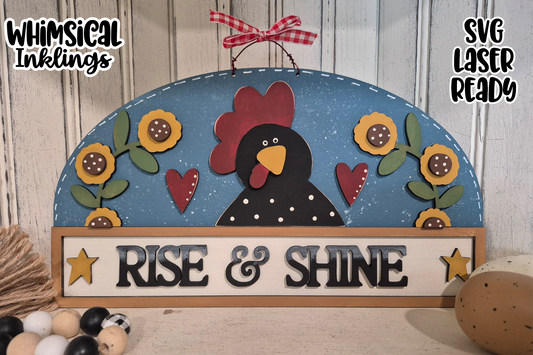 Prim Rise and Shine Saltbox Sign Laser SVG