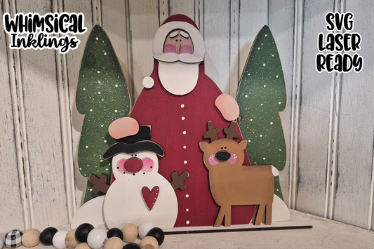 Prim Santa And Pals  Standup Laser SVG