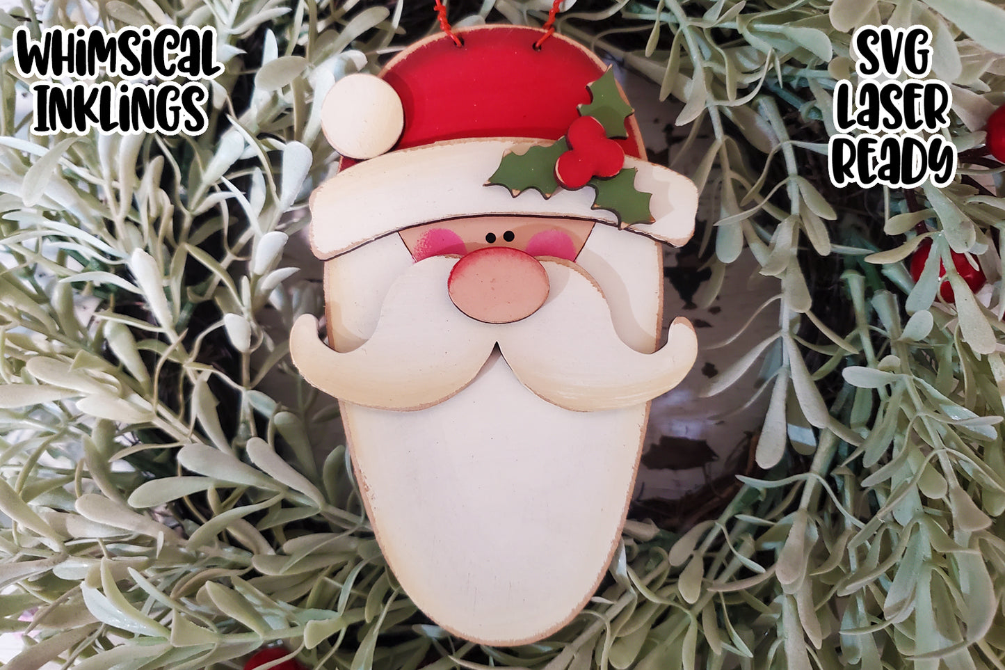 Prim Santa Face Ornament Laser SVG