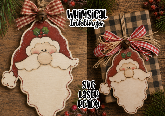Prim Santa face Ornament Laser SVG| Christmas Laser SVG
