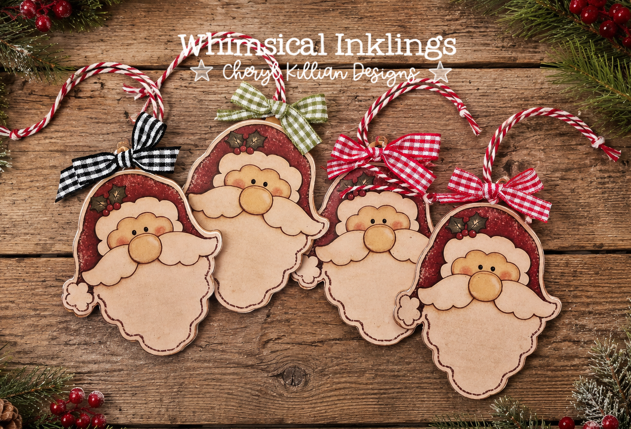 Prim Santa face ornament SVG and Mod Podge Printable| Laser SVG