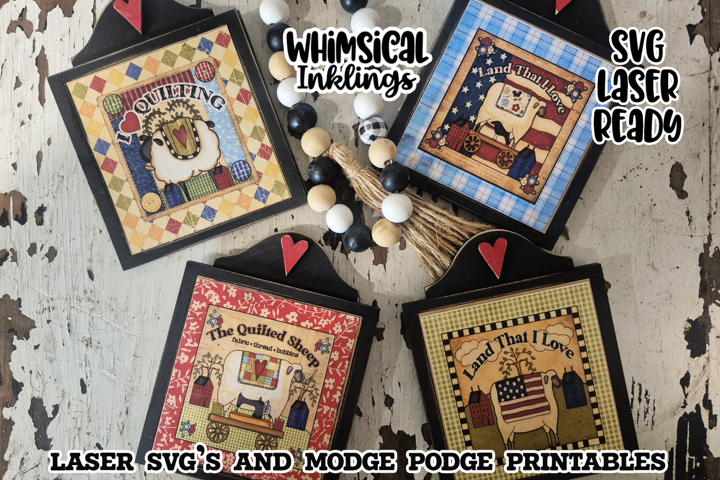 Prim Sheep Interchangeable Frame and Mod Podge Printables| Laser SVG