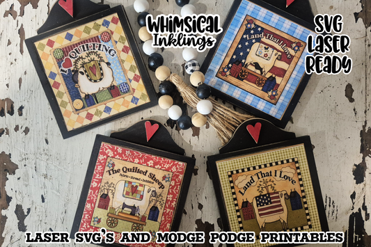 Prim Sheep Interchangeable Frame and Mod Podge Printables| Laser SVG