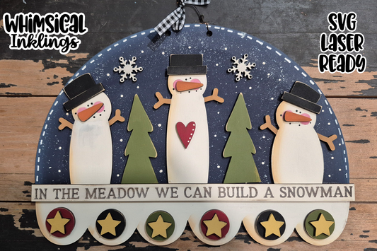 Prim Snowman Trio Sign Laser SVG| Winter Laser SVG