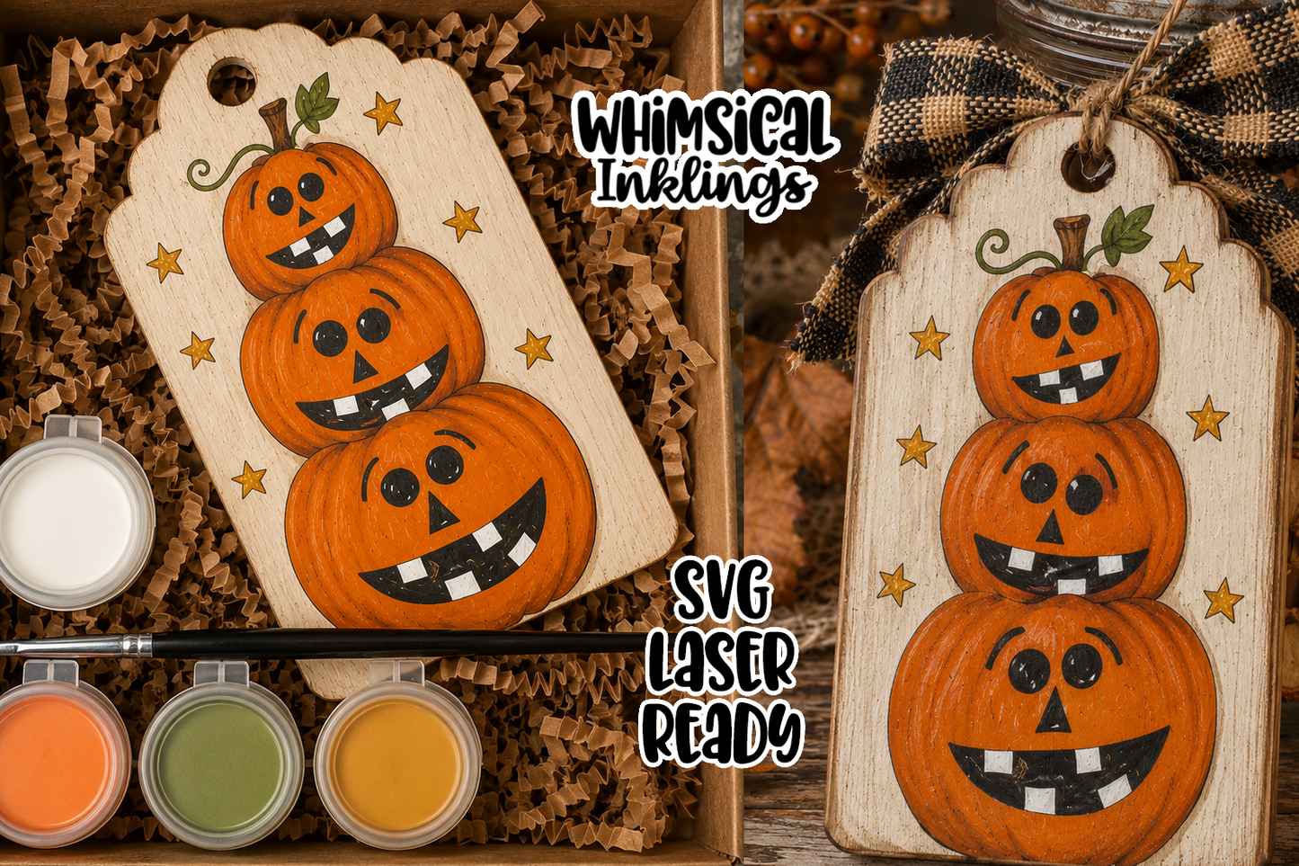 Pumpkin Stack Tag Laser SVG| Halloween SVG