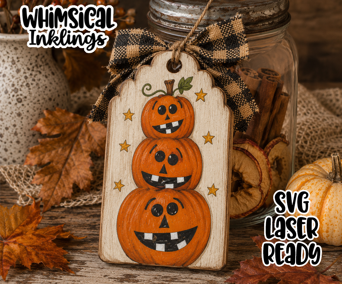 Pumpkin Stack Tag Laser SVG| Halloween SVG