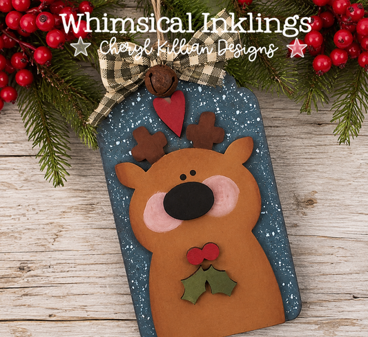 Reindeer Christmas Tag Laser SVG