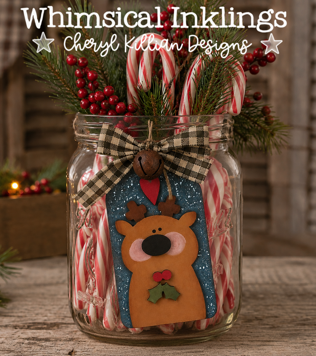 Reindeer Christmas Tag Laser SVG