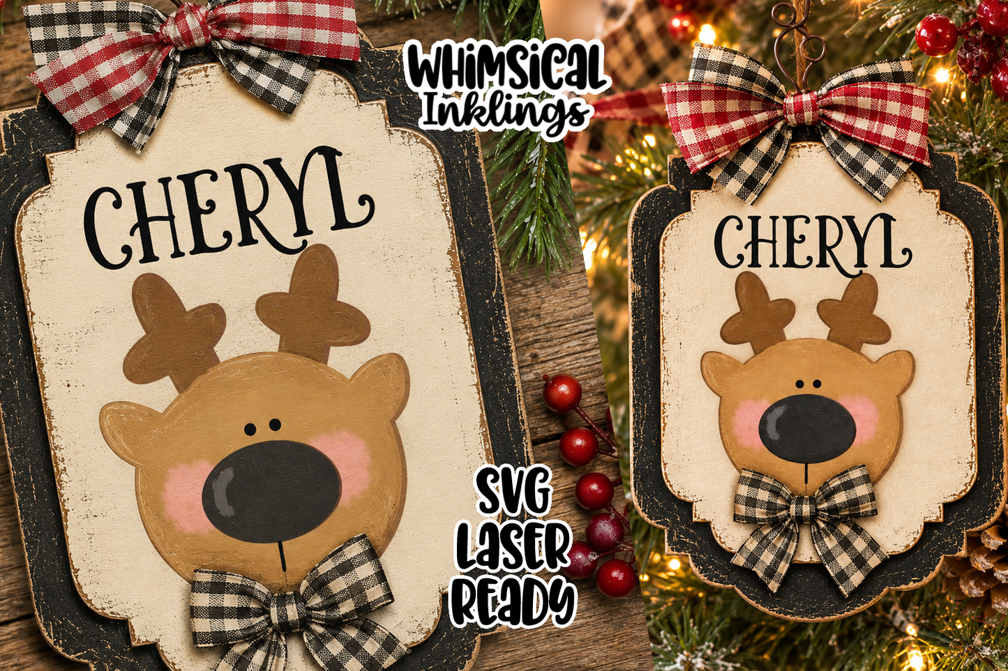 Reindeer Face Ornament Laser SVG| Christmas SVG