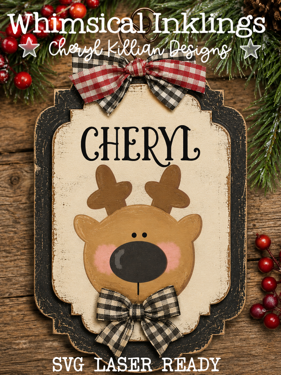 Reindeer Face Ornament Laser SVG| Christmas SVG