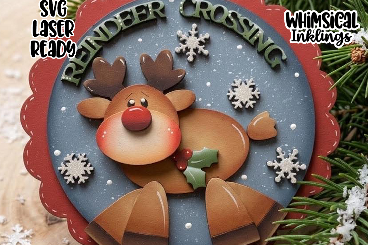 Reindeer Crossing Laser SVG